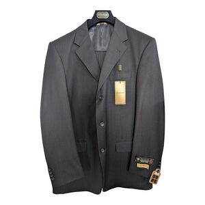 Luca Rossi Eiffel 2 Piece Black w/Blue Pinstripe Suit Mens 42L 36X42 3 Button